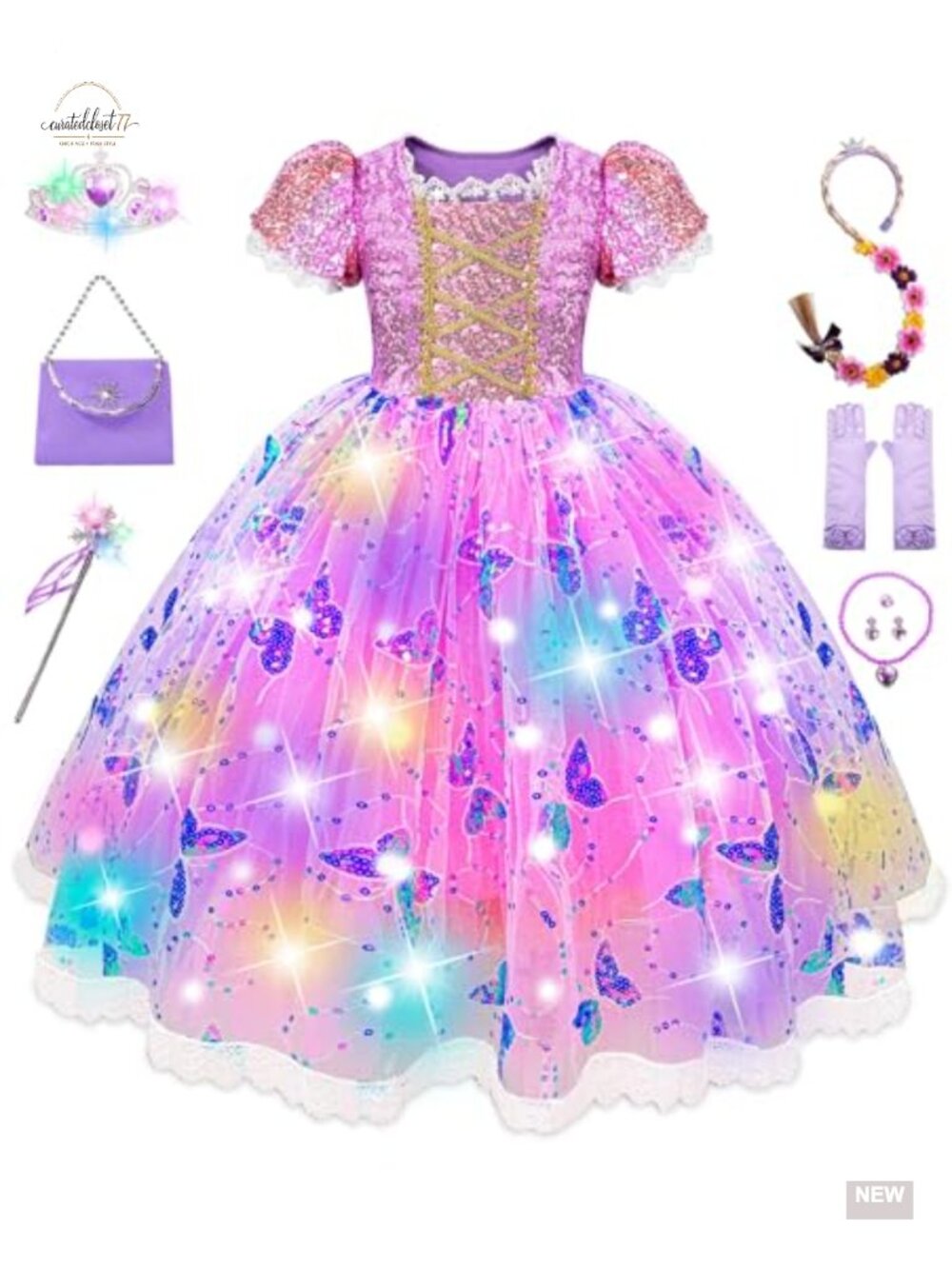 Light Up Princess Dress Costume with Accessories Girls Toddler Halloween